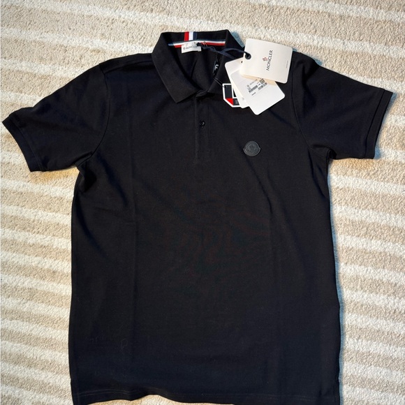 Moncler Black Polo Shirt with Logo Accent - Picture 3 of 5